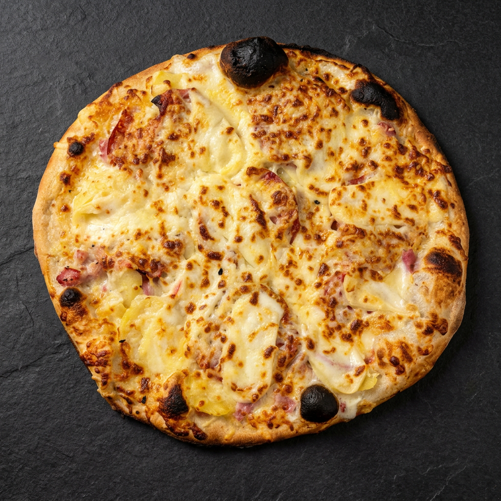 Pizza maison généreusement garnie et dorée